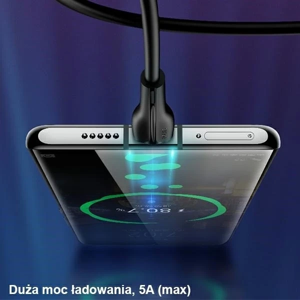 Кабель USAMS U38 USB-C 5A Fast Charge для OPPO/HUAWEI 1м чорний