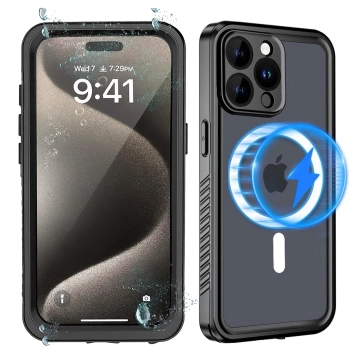 Pouzdro pro Apple iPhone 15 Pro Armored 360 pouzdro pro Mag Safe voděodolné Armor IP68 Alogy černé