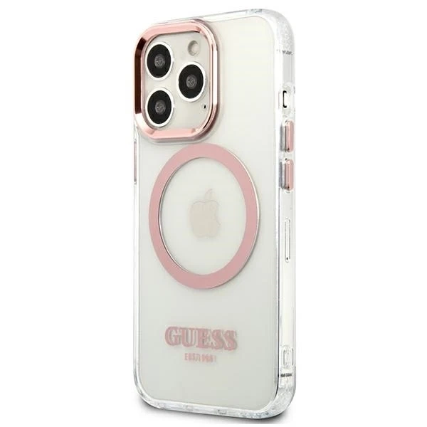Etui Guess GUHMP13LHTRMP na iPhone 13 Pro / 13 6,1" pevné puzdro Metal Outline Magsafe