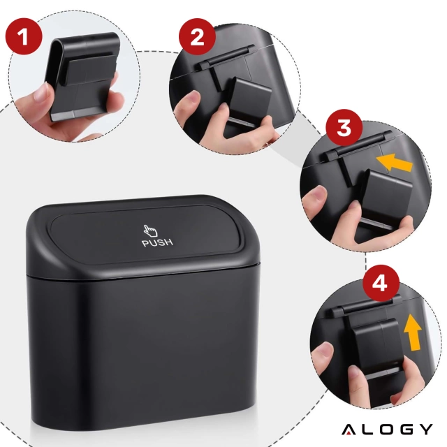 Car Trash Can Organizer Mini Small Portable Garbage Can for Car Home Car Alogy Black