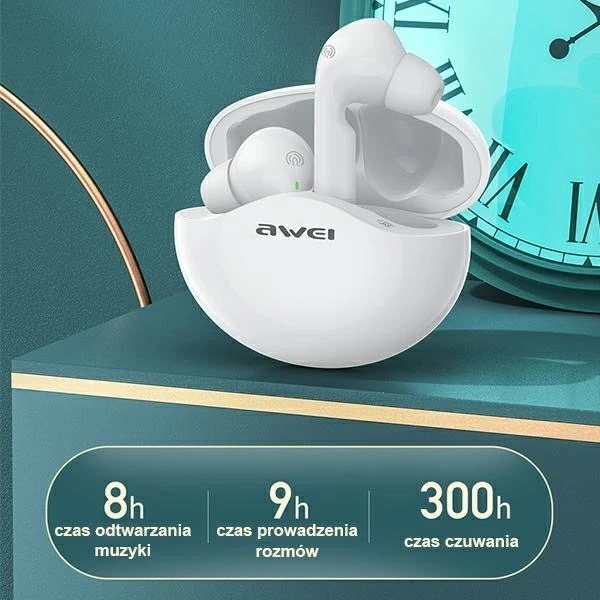 T12 AWEI TWS Bluetooth kabelloser Sportkopfhörer Weiß