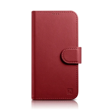 iCarer Wallet Case 2v1 kryt iPhone 14 Plus Anti-RFID kožený flipový kryt červený (WMI14220727-RD)