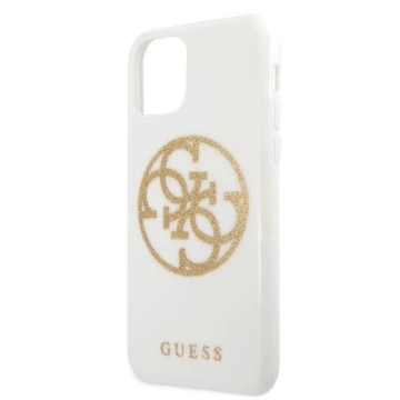 Guess GUHCN65TPUWHGLG iPhone 11 Pro Max bílé/bílé pevné pouzdro Glitter 4G Circle Logo