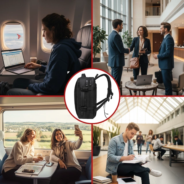 Cestovný batoh Bange BackPack business rozšíriteľný batoh Priestranná taška na 17,3" notebook s USB portom Čierna