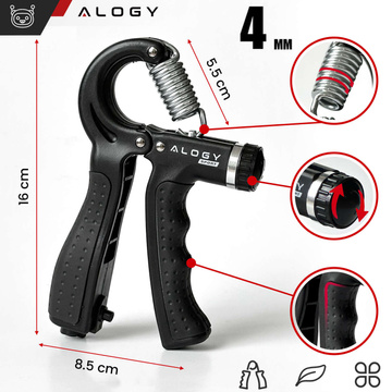 Rukoväť rukoväte na cvičenie, nastaviteľný vysoký odpor 10-60kg Alogy Sport grip s reguláciou a pultom Black