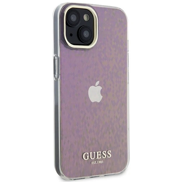 Etui Guess GUHCP15SHDECMP pro iPhone 15 6,1" różowy/růžový pevný obal IML Faceted Mirror Disco Iridescent