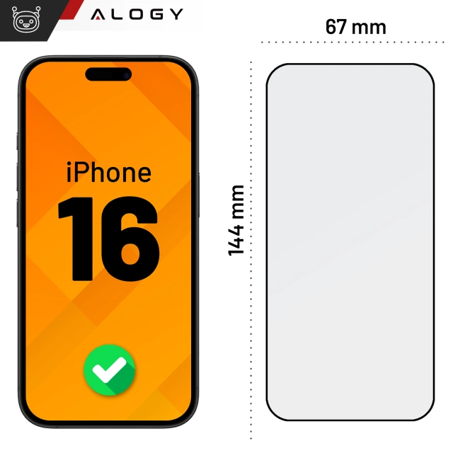 Tvrdené sklo na ochranu displeja Apple iPhone 16 9H Alogy Heavy Pro™️