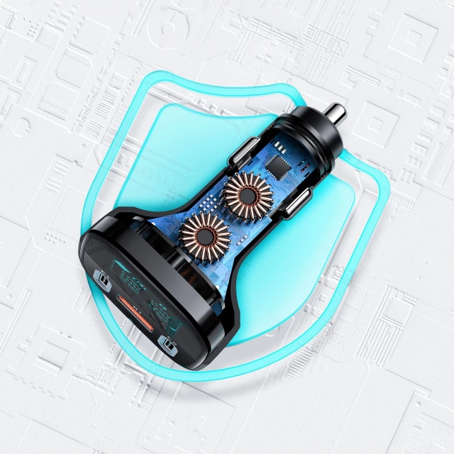 Acefast autonabíjačka 101W 2x USB Type C / USB, PPS, Power Delivery, Quick Charge 4.0, AFC, FCP čierna (B5)