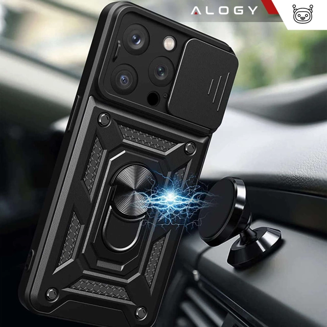 Case for Apple iPhone 16 Pro armored Slide Case Ring camera protection housing Camshield Alogy black