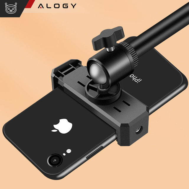Ring LED ring lamp 10" 2x phone holder standing tripod on desk with adjustable frame Alogy Black