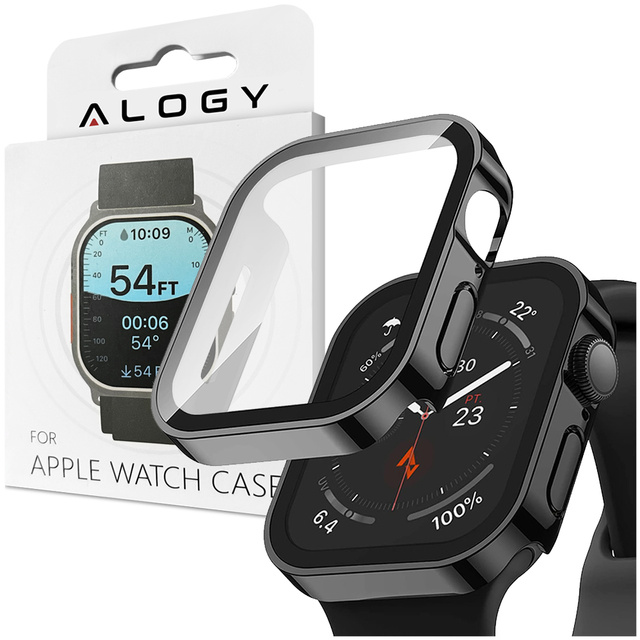 Alogy Protector Case se sklem 2v1 Cover Case pro Apple Watch 7/8 45mm Black