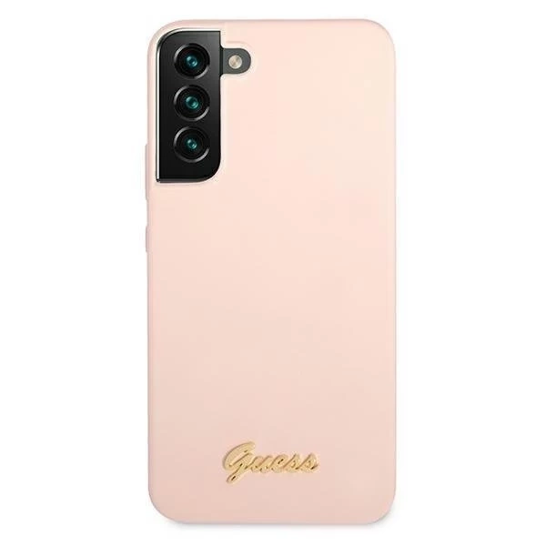 Guess GUHCS22MLSLMGPP S22  S906 różowy/pink hardcase Silicone Script Metal Logo