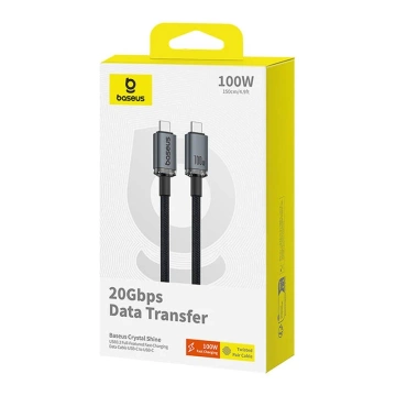 Kábel Baseus Crystal Shine 100W USB-C na USB-C, 1,5 m 20 GB (čierny)