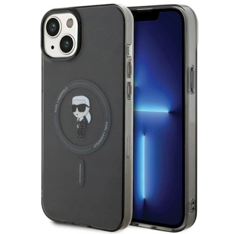 Puzdro Karl Lagerfeld KLHMP15MHFCKNOK pre iPhone 15 Plus 6,7" čierno/čierne pevné puzdro IML Iconic MagSafe