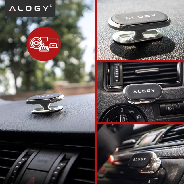 Alogy Universal-Auto-Magnethalterung für Telefon im Cockpit, für Armaturenbrett, Schwarz