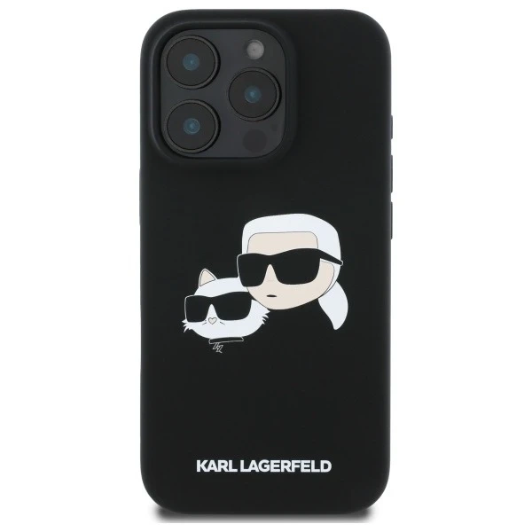 Etui Karl Lagerfeld Silicone Double Heads Print MagSafe do iPhone 16 Pro Max Black
