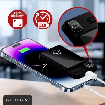 PowerBank Alogy MagCharge 22.5W PD20W PowerDelivery швидка зарядка 10000mAh бездротова для MagSafe Black