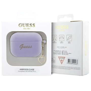 Guess GUAP2LSCHSU ochranné pouzdro na sluchátka pro Apple AirPods Pro 2 kryt fialový/fialový Silicone Charm Heart Collection