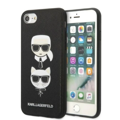 Etui Karl Lagerfeld KLHCI8SAKICKCBK do iPhone 7/8 / SE 2020 / SE 2022 hardcase Saffiano Karl&Choupette Head