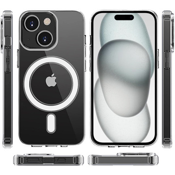 Puzdro na iPhone 15 MagSafe Hybrid Case Cover Shock Clear Alogy Transparent