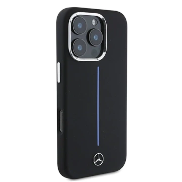 Чохол Mercedes для iPhone 16 Pro Max 6.9" Hardcase Silicone Blue Stripe MagSafe Black