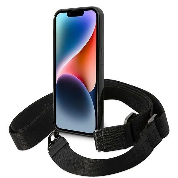 Pouzdro na telefon Karl Lagerfeld KLHCP14XSTSTP pro Apple iPhone 14 Pro Max 6,7" pevné pouzdro růžové/růžové Color Stripes Strap