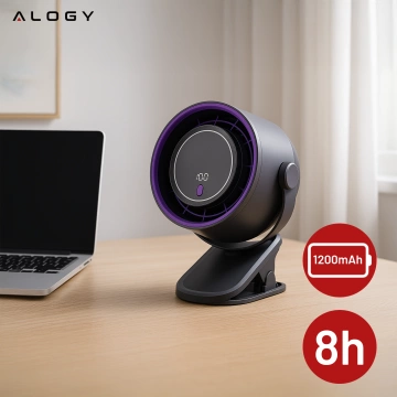 Stolný ventilátor stojaci ventilátor malé obehové čerpadlo s klipom bezdrôtové ručné 500mAh USB-C Alogy White