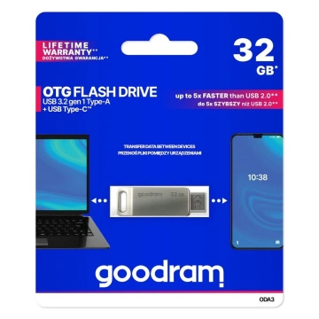 GOODRAM USB Flash Drive OTG USB-A USB-C 32GB ODA3 3.2 Gen1