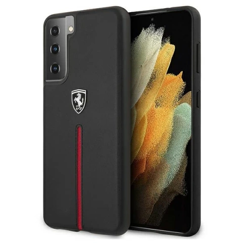 Ferrari Hardcase Phone Case for Samsung Galaxy S21 black/black hardcase Off Track Leather Nylon Stripe