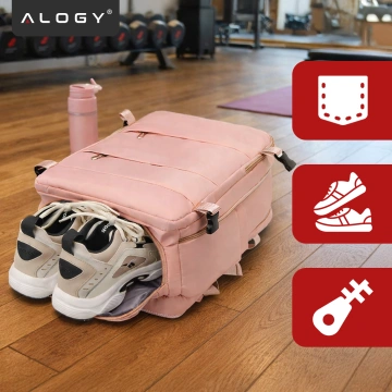Women's Laptop Backpack Travel Suitcase Luggage for Plane Work School 45x30x20cm Alogy Pink