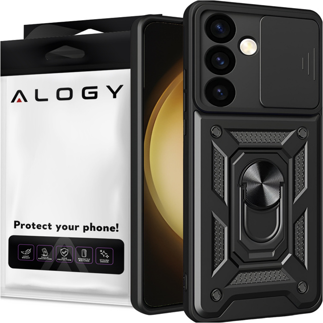 Чохол для Samsung Galaxy S24 броньований Slide Case Ring корпус захист камери Camshield Alogy чорний