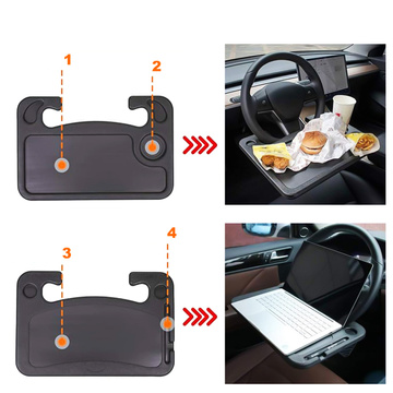 Car organizer steering wheel table tray holder laptop stand, drinks and meals Alogy black