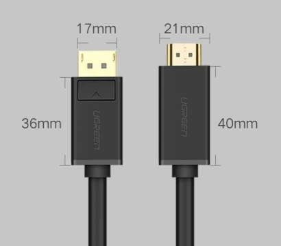 UGREEN Unidirectional DisplayPort to HDMI Cable 4K 30 Hz 32 AWG 2m Black (DP101 10202)