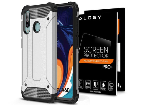Alogy Hard Armor Hülle für Samsung Galaxy A60 / M40 Silber Alogy Glas