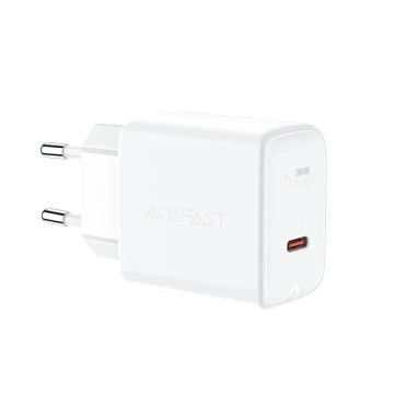 Зарядний пристрій Acefast GaN 30W USB-C PD QC 3.0 білого кольору