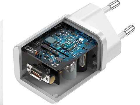 Baseus USB-C PD wall charger 25W cable for USB-C White