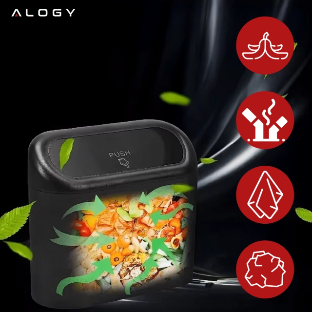 Car Trash Can Organizer Mini Small Portable Garbage Can for Car Home Car Alogy Black