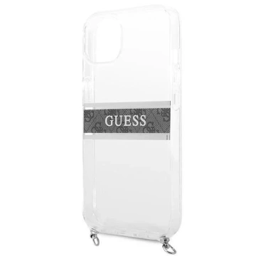Guess GUHCP13SKC4GBSI iPhone 13 mini 5,4" прозорий твердий чохол 4G сірий ремінь срібний ланцюжок