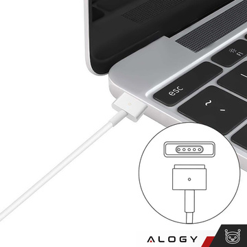 Alogy nabíjačka MacBook nabíjačka Apple MacBook MagSafe 2 typ T-typ 45W napájací adaptér biely