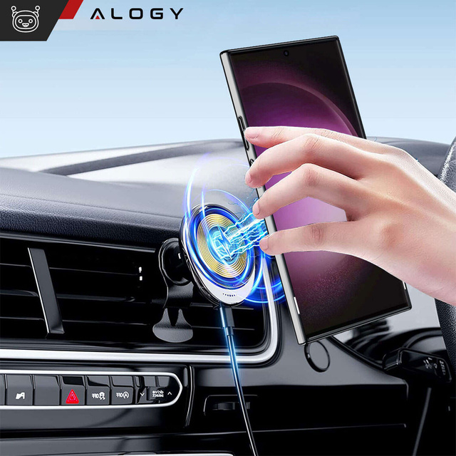 Pouzdro pro Samsung Galaxy S24 Ultra magnetické pouzdro Ring Mag Bezpečný průhledný držák Magnet Alogy Černá průhledná Qi nabíječka