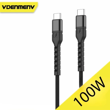 Nabíjací kábel Denmen USB-C na USB-C 100W 1m, rýchlonabíjací, čierny