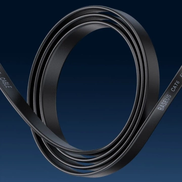 Baseus Speed ​​​​Six plochý síťový kabel RJ45 1000 Mbps 1,5 m černý (WKJS000001)