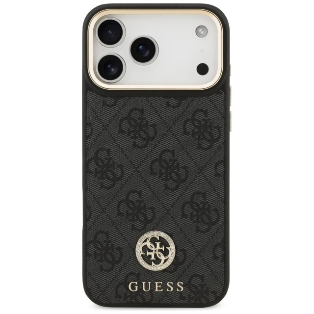 Etui Guess 4G Strass Logo Big Strap MagSafe do iPhone 17 Pro Max Czarny