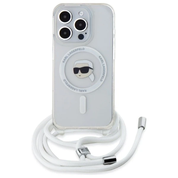 Etui Karl Lagerfeld do iPhone 16 Pro Max 6.9" Magsafe Hardcase Transparent Crossbody IML Karl Head