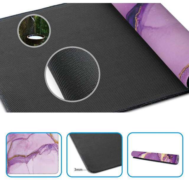 Schreibtischunterlage für Maus und Tastatur, rutschfeste Gaming-Schutzmatte XXL 90 x 40 Alogy Marble lila