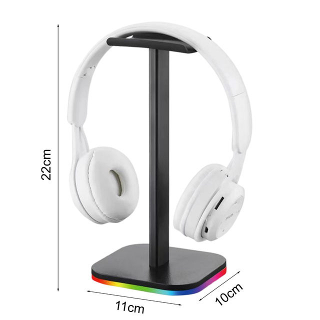Držák na stojan na herní sluchátka s RGB LED podsvícením Černá