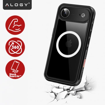 Alogy HydroArmor™ IP68 Case for Apple iPhone 17 Air 6.6", 360° Armored Case with Clear Back, MagSafe Compatible, Black