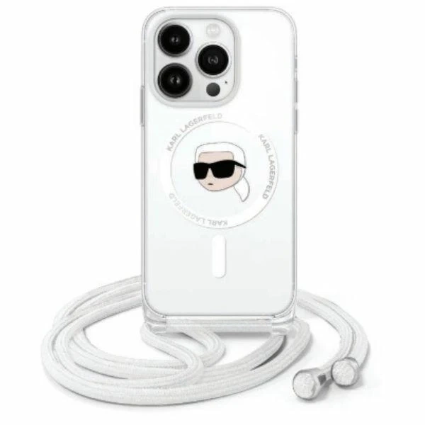 Pouzdro Karl Lagerfeld pro iPhone 16 6,1" pevné pouzdro Transparent Crossbody IML Karl Head Magsafe