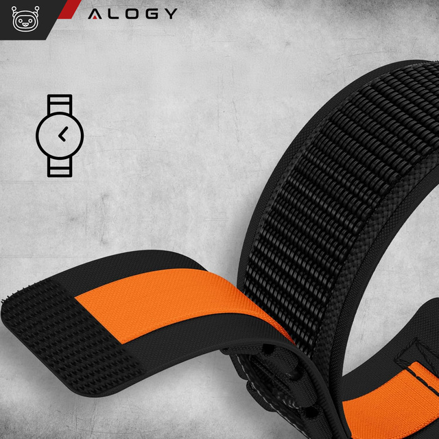 Nylonband für Garmin Fenix 5x / 6x / 7x / Pro / Descent / Tactix / Enduro (26 mm) Alogy Nylonband Schwarz