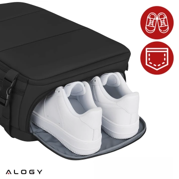 Alogy Unisex Schwarz Herren Damen Reise-Laptop-Rucksack für Koffer Gepäck für Flugzeug Arbeit Schule 45x30x20cm